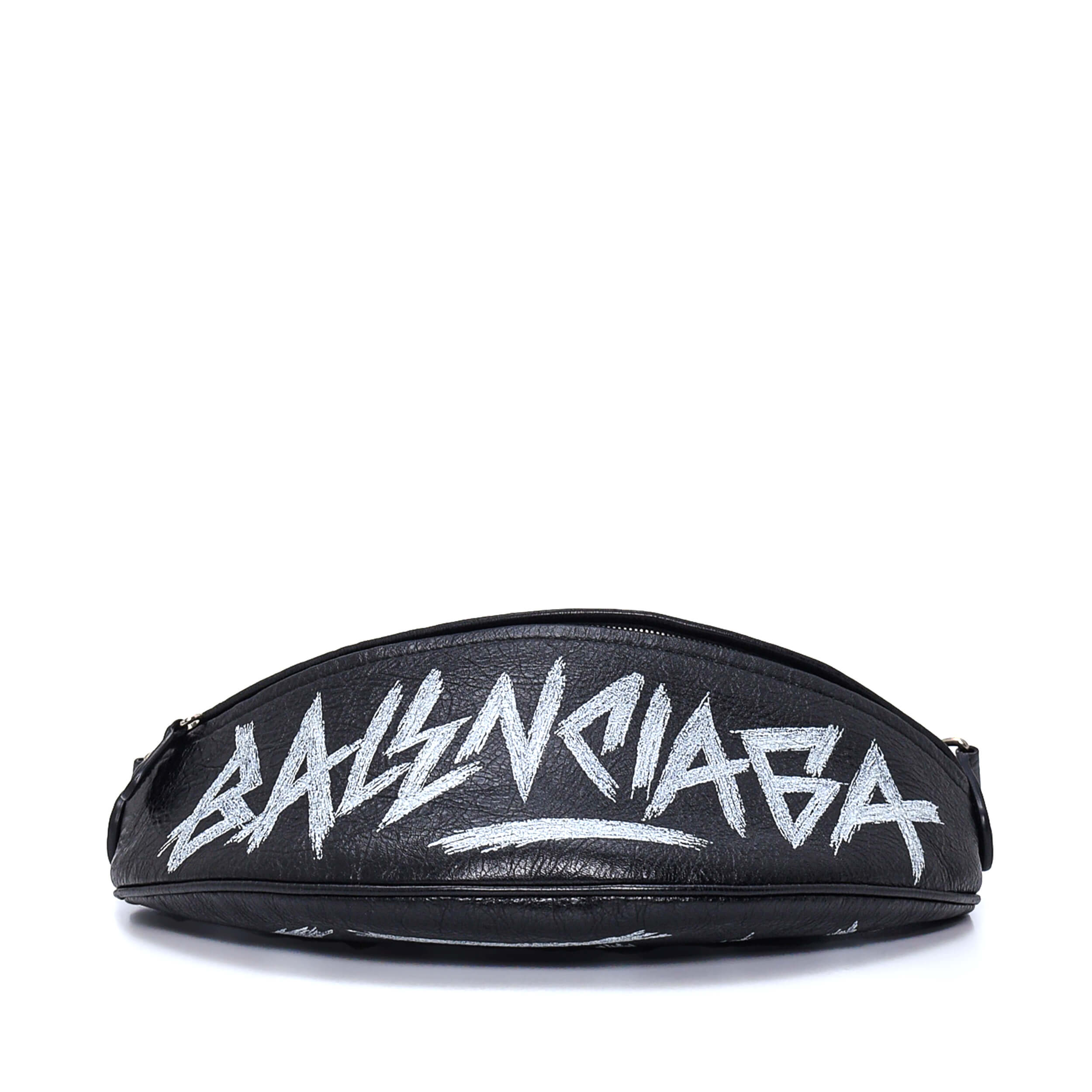 Balenciaga - Black Leather Graffiti Belt Bag